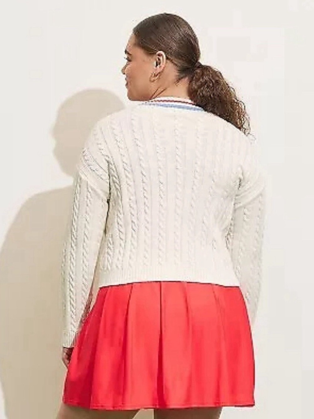 Prince Pickleball Cable Knit Cardigan Ivory XL NWT Cotton Button Sweater - Picture 3 of 4